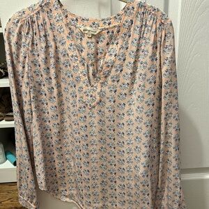 Rebecca Taylor Pink and Blue Floral Blouse